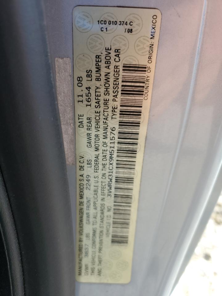 2009 Volkswagen New Beetle S VIN: 3VWRW31CX9M511576 Lot: 92619745