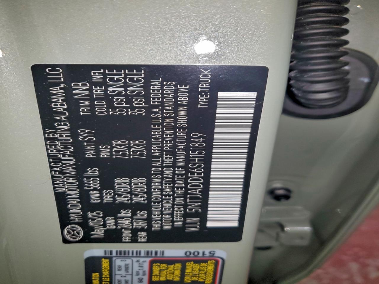 2025 Hyundai Santa Cruz Se VIN: 5NTJADDE6SH151849 Lot: 93627135