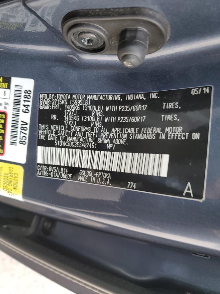 2014 Toyota Sienna Xle VIN: 5TDYK3DC3ES487461 Lot: 91011925