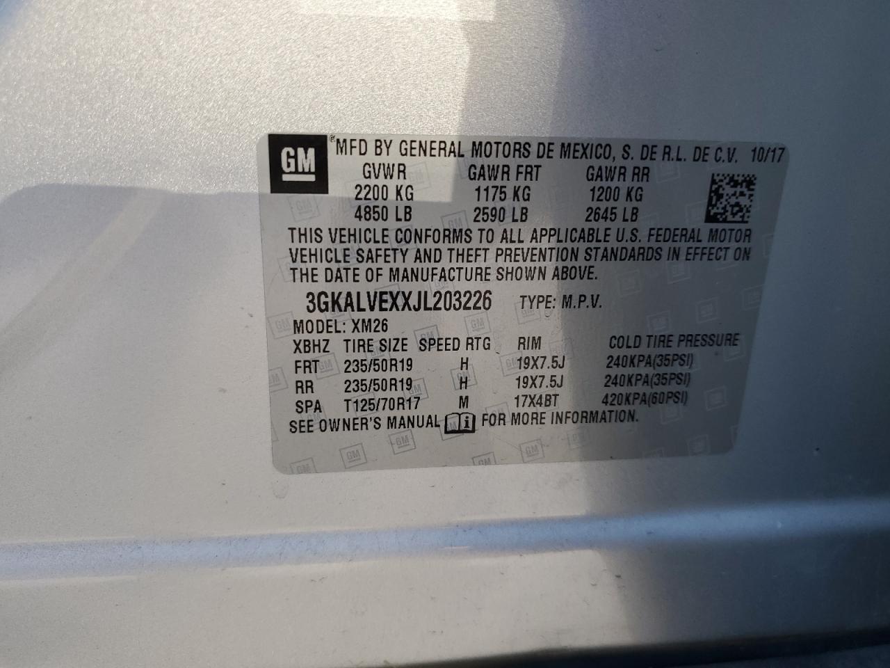 2018 GMC Terrain Slt VIN: 3GKALVEXXJL203226 Lot: 91106565