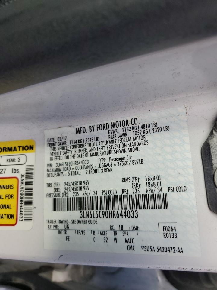 2017 Lincoln Mkz Select VIN: 3LN6L5C90HR644033 Lot: 93393465