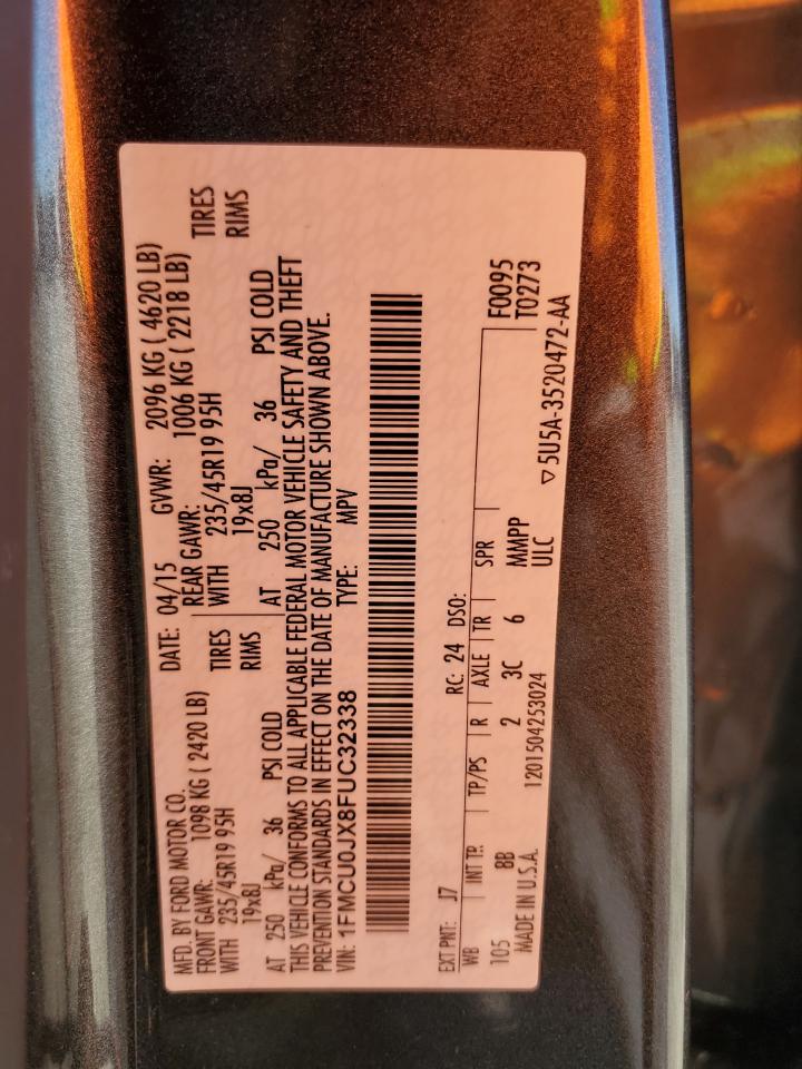 2015 Ford Escape Titanium VIN: 1FMCU0JX8FUC32338 Lot: 91362425