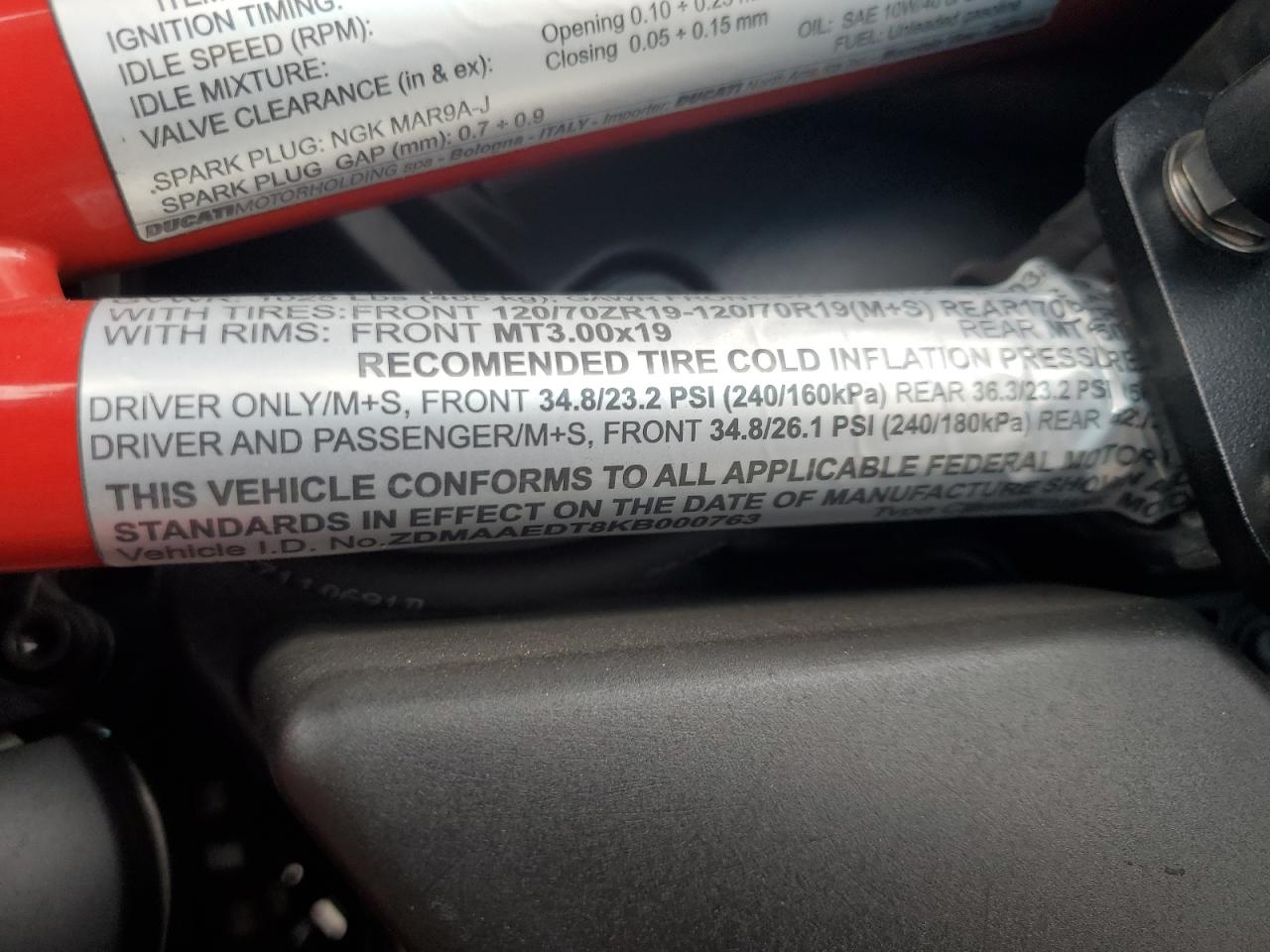 2019 Ducati Multistrada 950 VIN: ZDMAAEDT8KB000763 Lot: 93422995