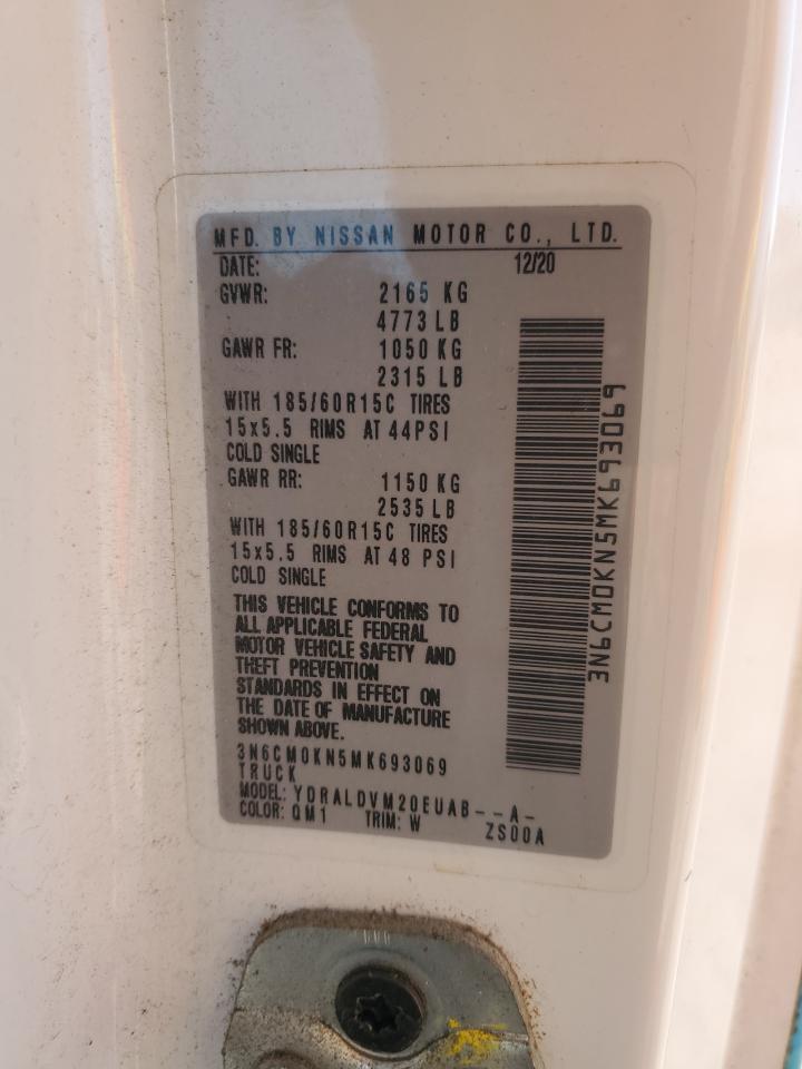 2021 Nissan Nv200 Delivery Van VIN: 3N6CM0KN5MK693069 Lot: 91301395