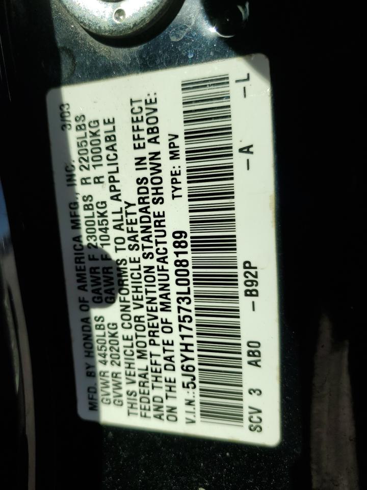 2003 Honda Element Ex VIN: 5J6YH17573L008189 Lot: 92257765