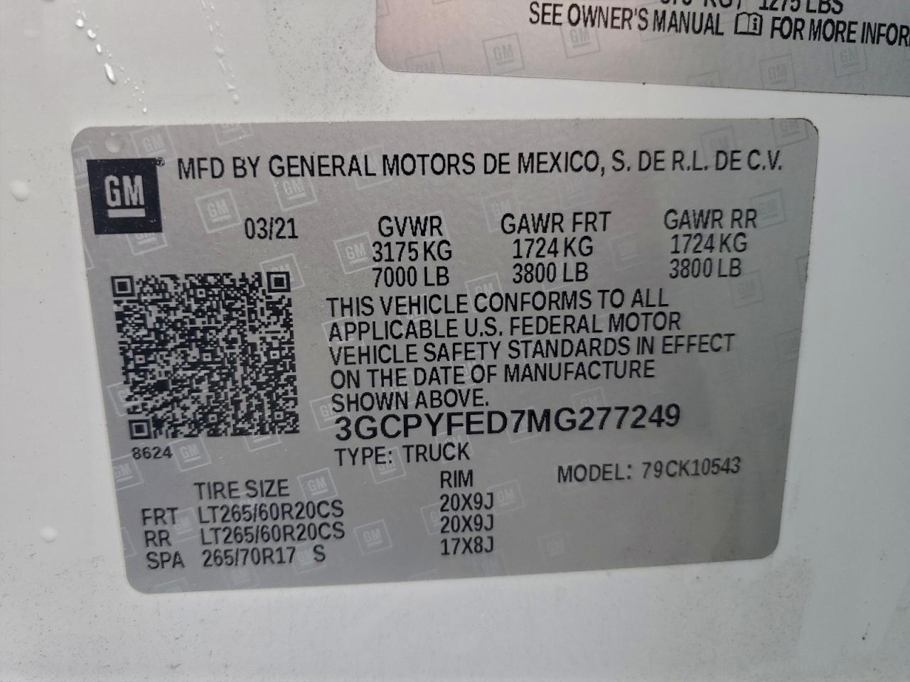 2021 Chevrolet Silverado K1500 Lt Trail Boss VIN: 3GCPYFED7MG277249 Lot: 91320755