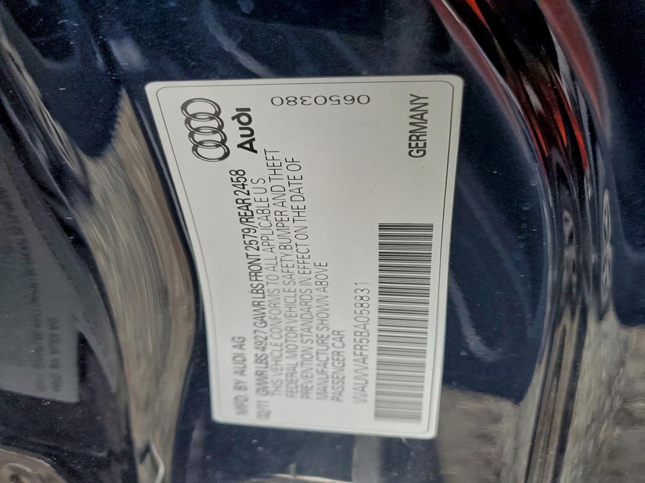 2011 Audi S5 Prestige VIN: WAUVVAFR5BA058831 Lot: 93866175