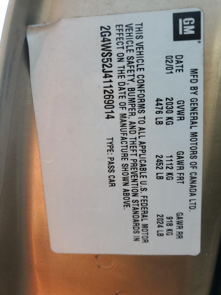 2001 Buick Century Custom VIN: 2G4WS52J411269014 Lot: 92626345