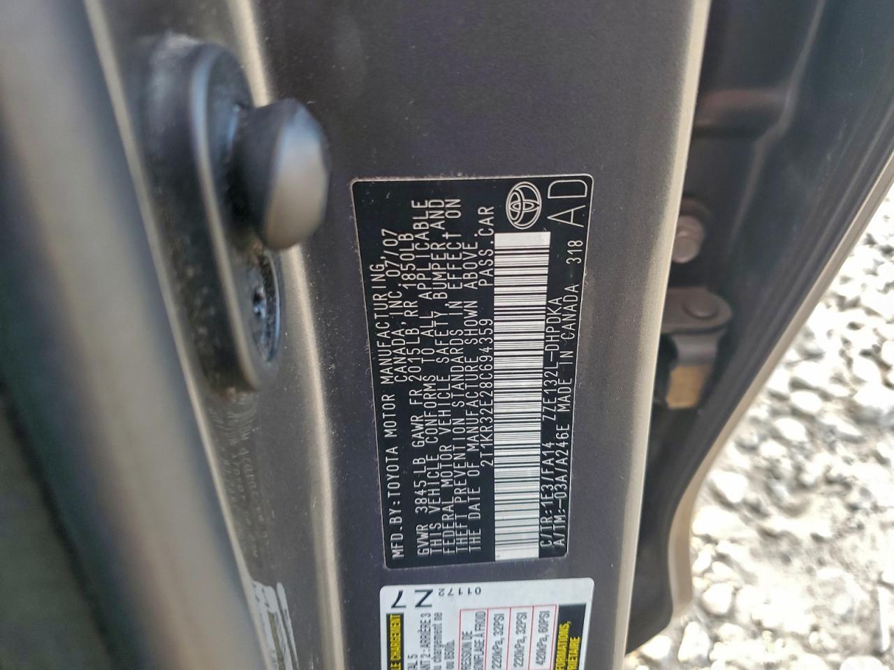 2023 Toyota Corolla Matrix Xr VIN: 2T1KR32E28C694359 Lot: 94553335