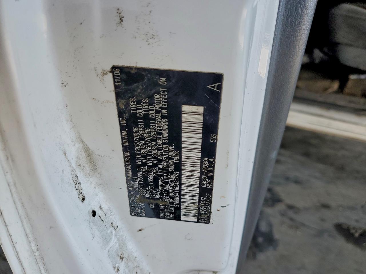 2006 Toyota Tundra Access Cab Sr5 VIN: 5TBRU34116S481763 Lot: 93666545