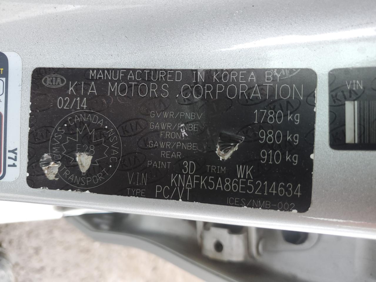 2014 Kia Forte Lx VIN: KNAFK5A86E5214634 Lot: 93450905