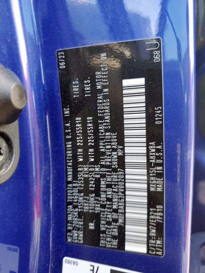 2023 Toyota Corolla Cross Le VIN: 7MUFBABG3PV002097 Lot: 93273435