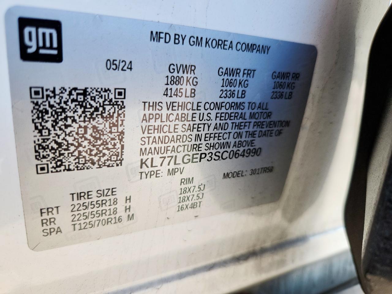 2025 Chevrolet Trax 1Rs VIN: KL77LGEP3SC064990 Lot: 91918015