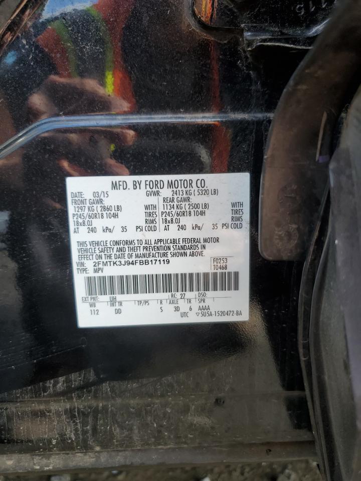 2015 Ford Edge Sel VIN: 2FMTK3J94FBB17119 Lot: 92160325