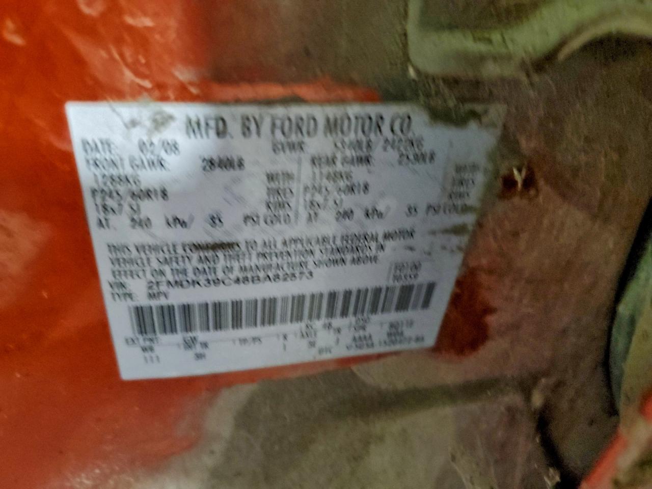 2008 Ford Edge Limited VIN: 2FMDK39C48BA82573 Lot: 93127145