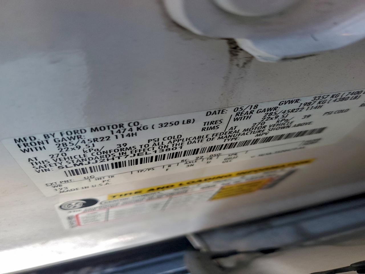 2018 Lincoln Navigator Select VIN: 5LMJJ2HT7JEL13801 Lot: 94145505