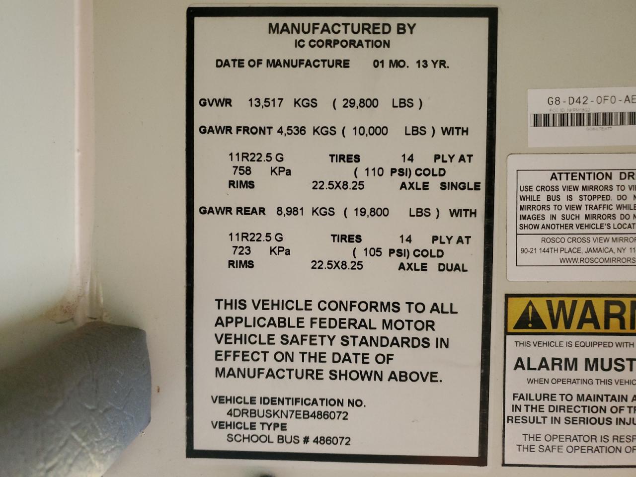 2014 Ic Corporation Ce Series School - School Bus VIN: 4DRBUSKN7EB486072 Lot: 87095815