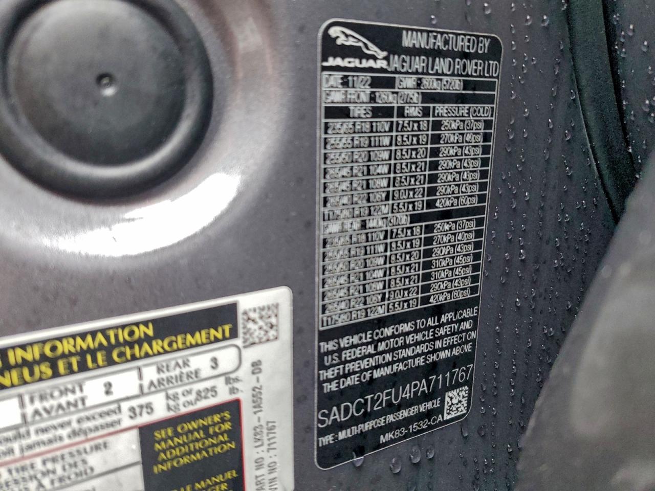 2023 Jaguar F-Pace R-Dynamic S VIN: SADCT2FU4PA711767 Lot: 93425665