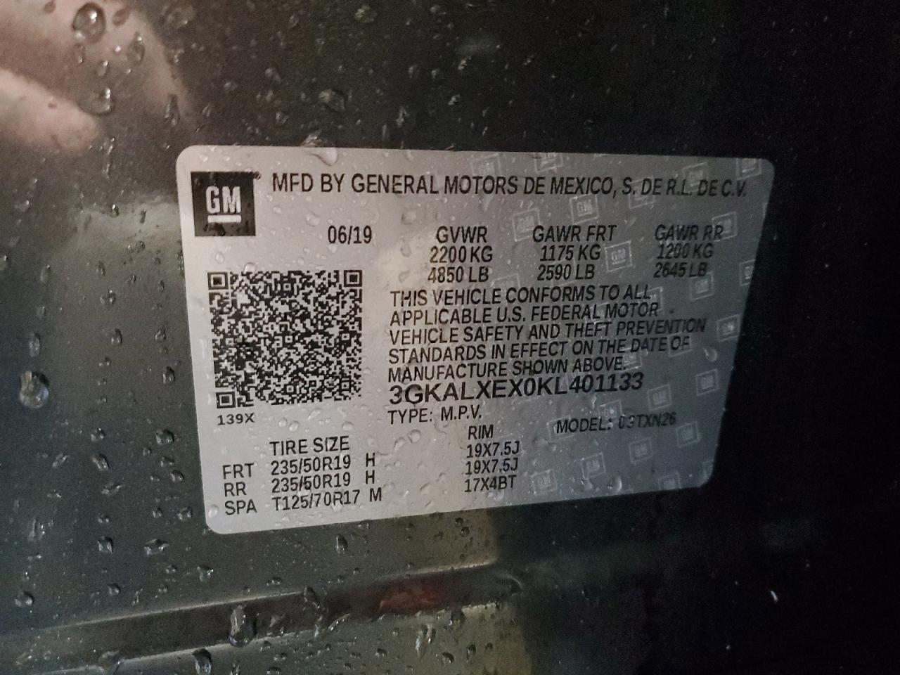 2019 GMC Terrain Denali VIN: 3GKALXEX0KL401133 Lot: 92902765