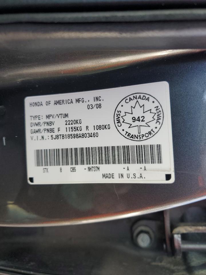 2008 Acura Rdx Technology VIN: 5J8TB18598A803460 Lot: 91982975