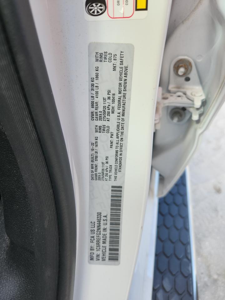 2022 Ram 1500 Big Horn/Lone Star VIN: 1C6RREFG2NN446330 Lot: 90972875