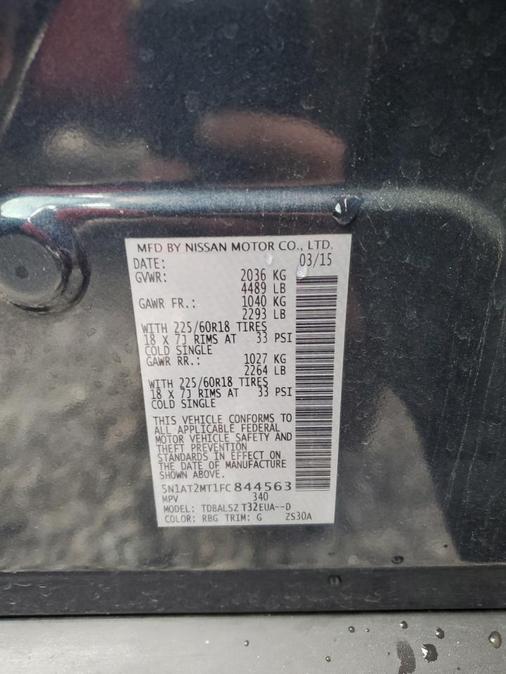 2015 Nissan Rogue S VIN: 5N1AT2MT1FC844563 Lot: 92131065