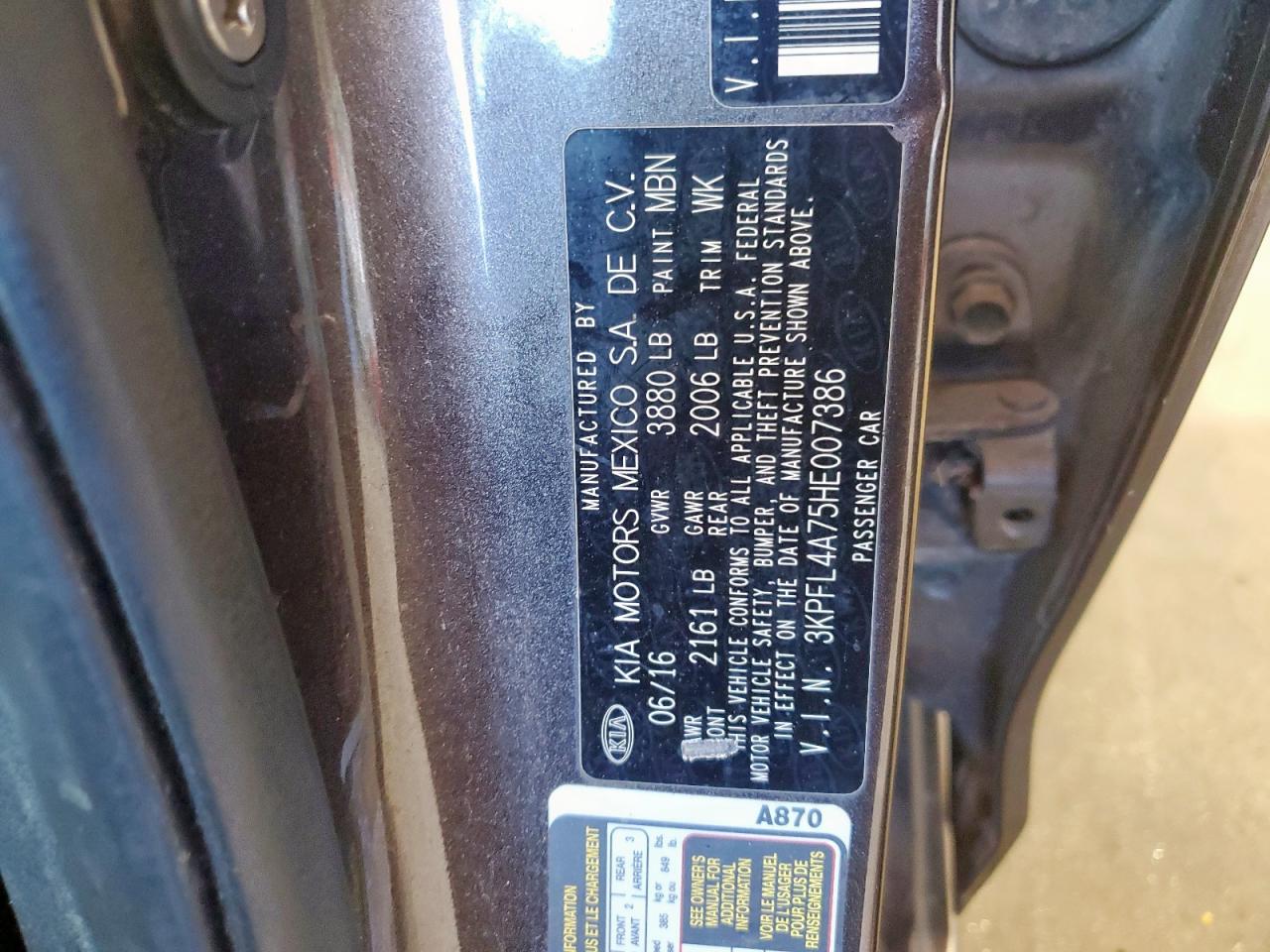 2017 Kia Forte Lx VIN: 3KPFL4A75HE007386 Lot: 91471115