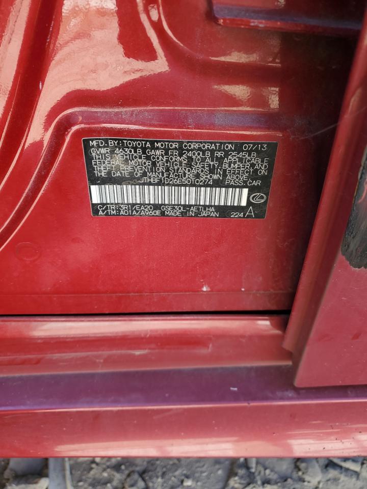 2014 Lexus Is 250 VIN: JTHBF1D26E5010274 Lot: 92836535