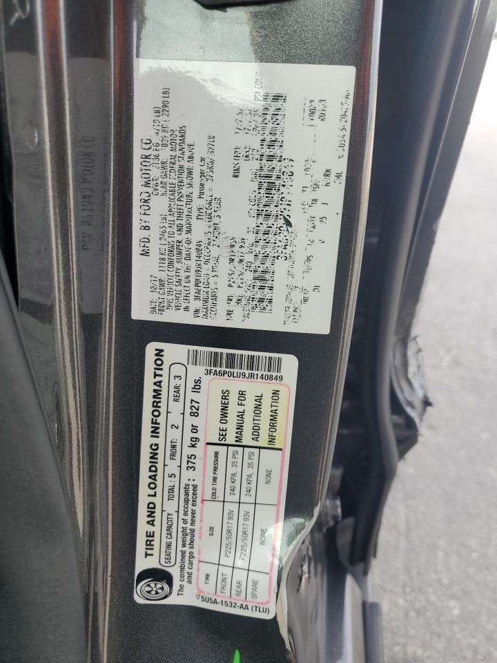 2018 Ford Fusion Se Hybrid VIN: 3FA6P0LU9JR140849 Lot: 91125865