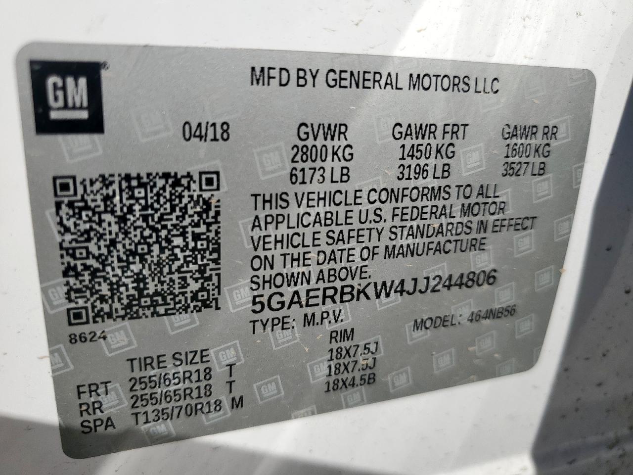 2018 Buick Enclave Essence VIN: 5GAERBKW4JJ244806 Lot: 90218525