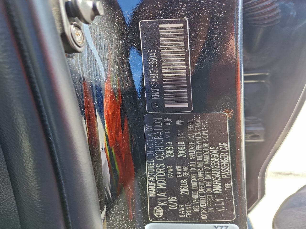 2016 Kia Forte Lx VIN: KNAFK5A81G5586045 Lot: 93757975