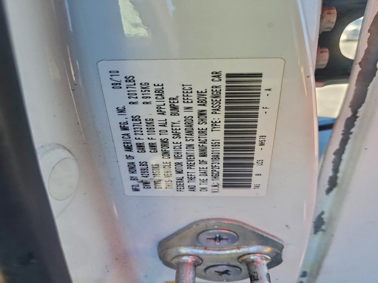 2011 Honda Accord Lx VIN: 1HGCP2F31BA011951 Lot: 93776975