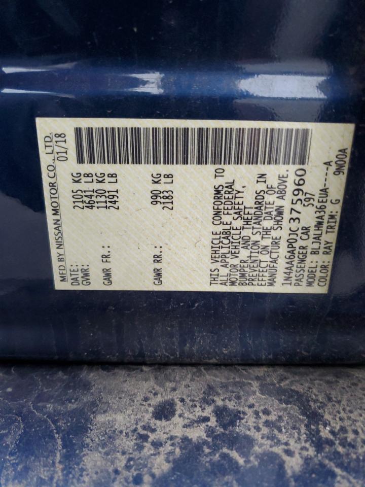 2018 Nissan Maxima 3.5S VIN: 1N4AA6AP0JC375960 Lot: 91681355