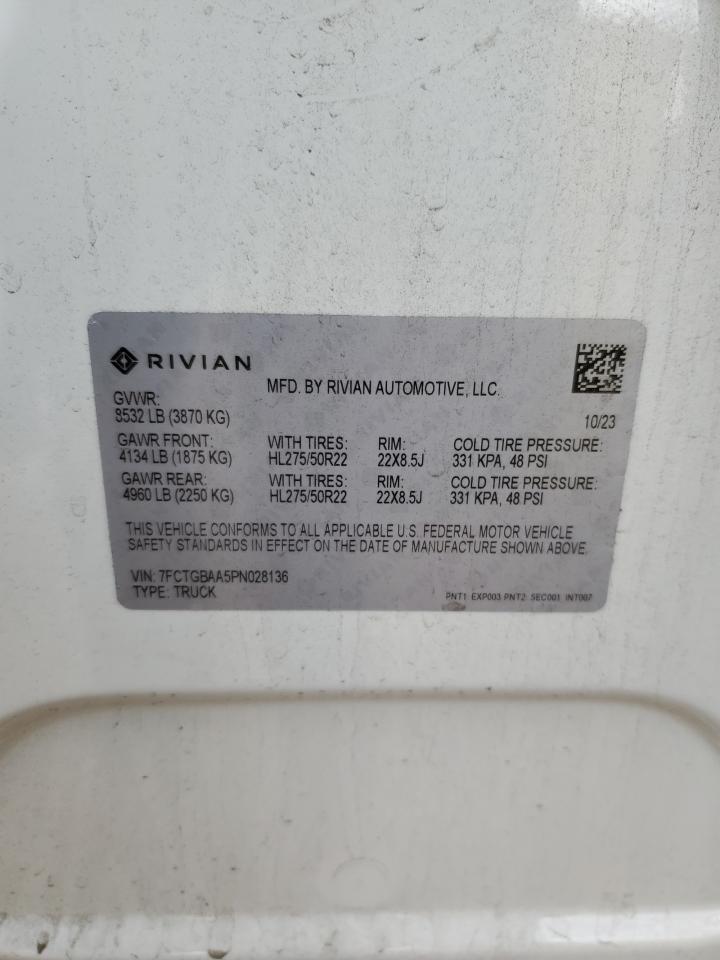 2023 Rivian R1T Adventure VIN: 7FCTGBAA5PN028136 Lot: 91627385