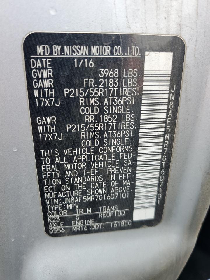 2016 Nissan Juke S VIN: JN8AF5MR7GT607101 Lot: 93928015