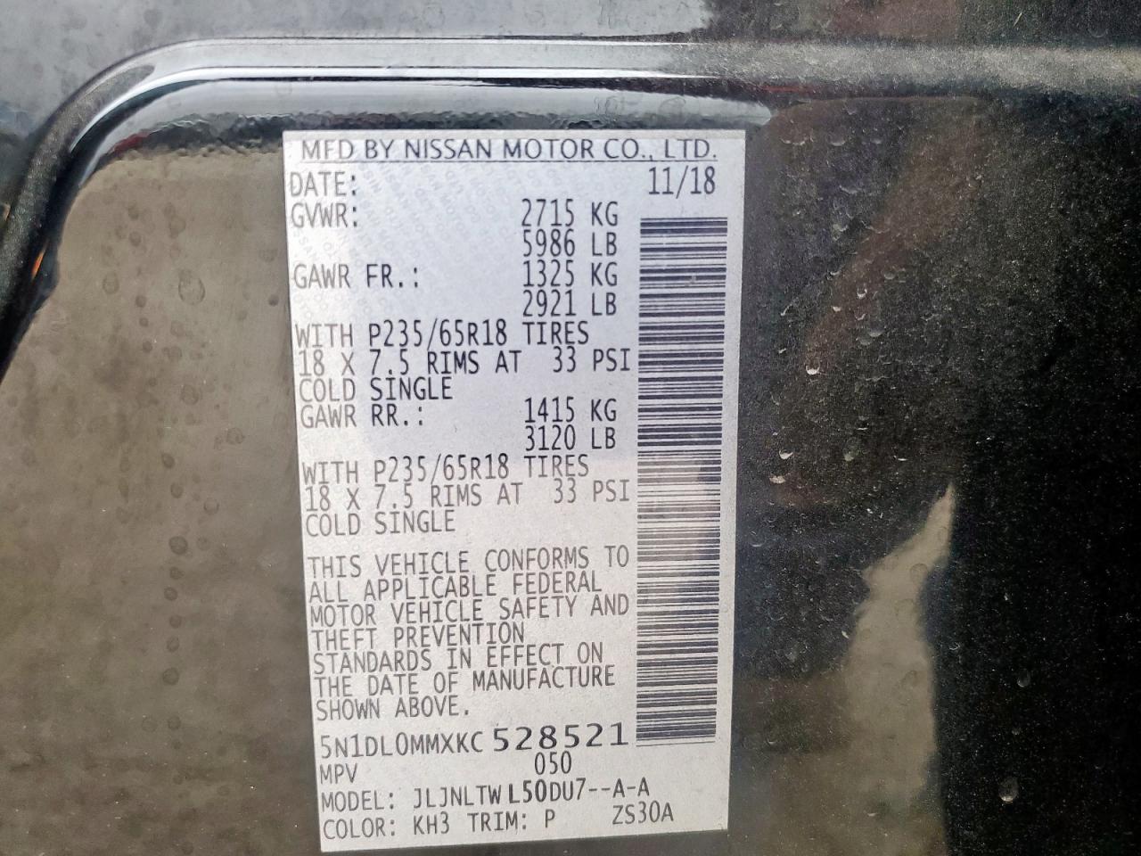 2019 Infiniti Qx60 Luxe VIN: 5N1DL0MMXKC528521 Lot: 92760295