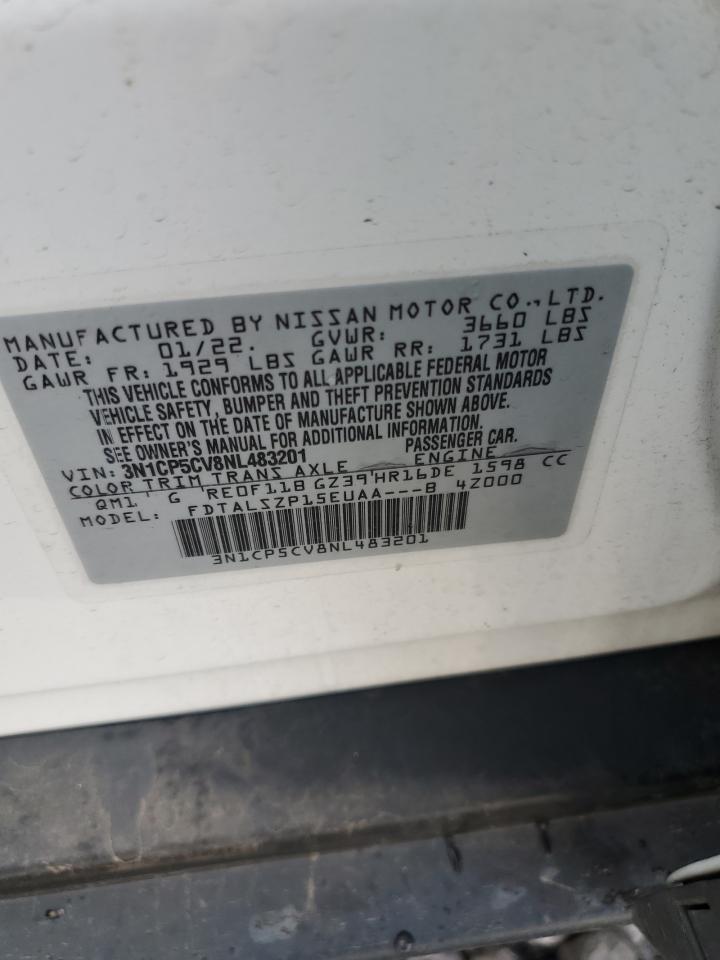 2022 Nissan Kicks Sv VIN: 3N1CP5CV8NL483201 Lot: 93464235