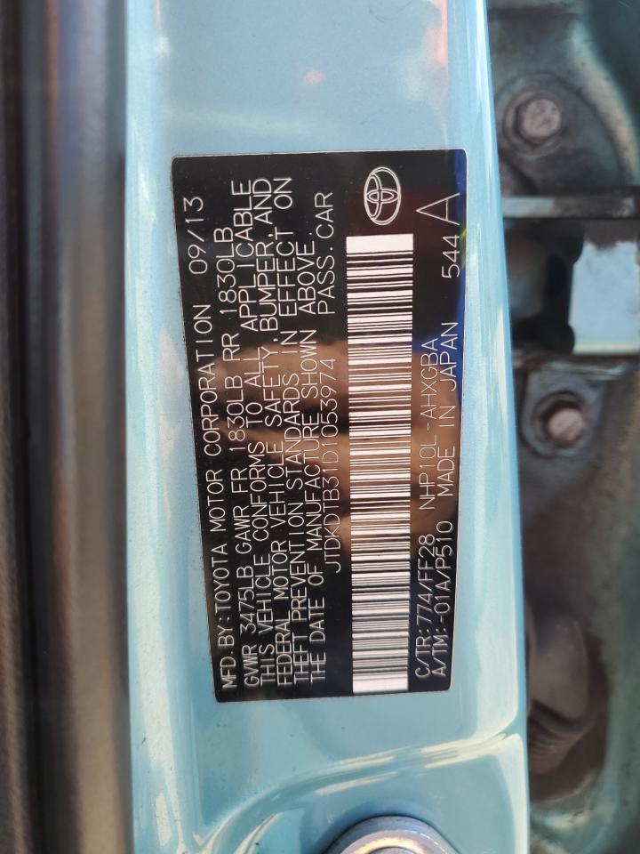 2013 Toyota Prius C VIN: JTDKDTB31D1053974 Lot: 92319685