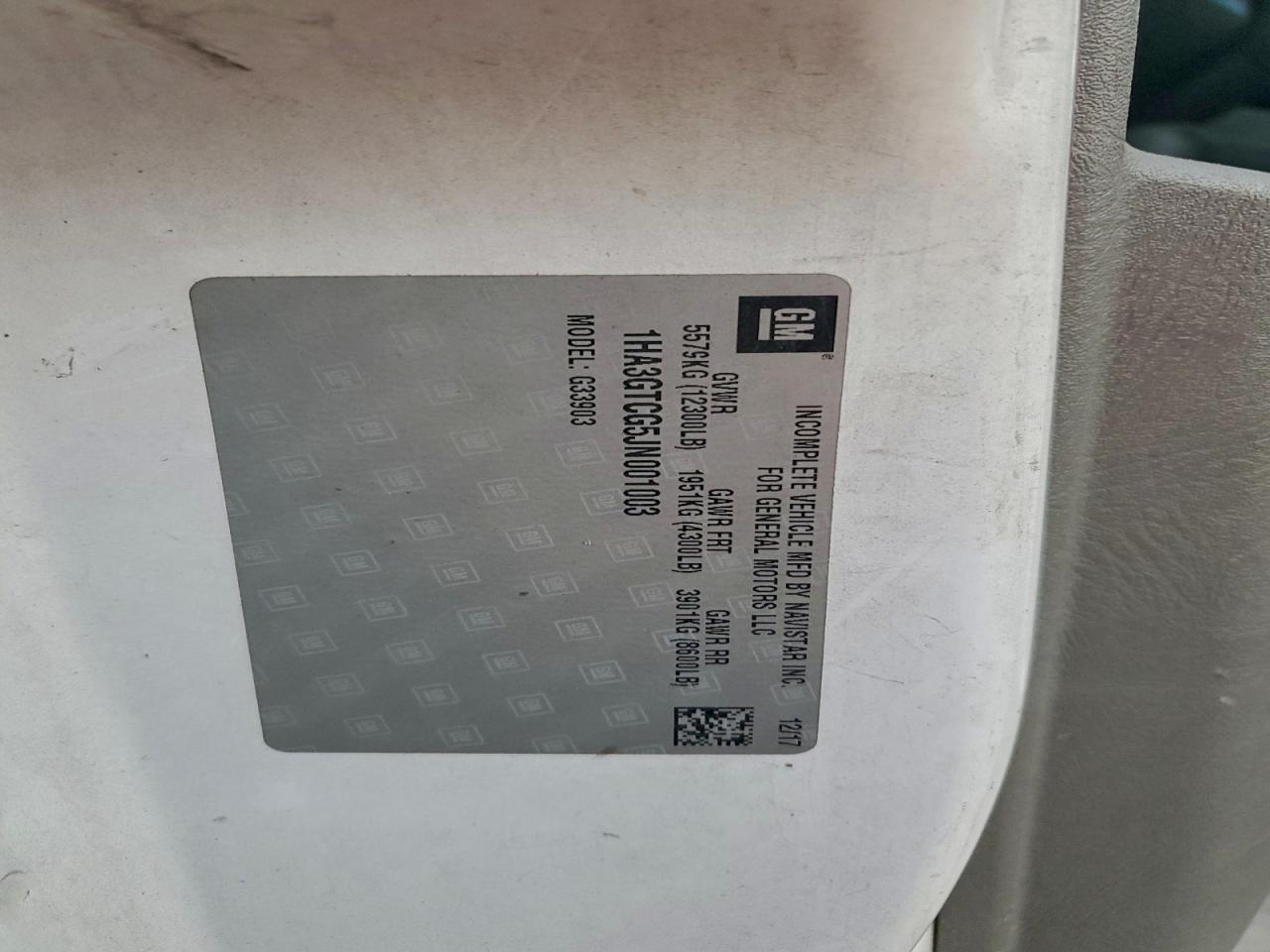 2018 Chevrolet Express G3500 VIN: 1HA3GTCG5JN001003 Lot: 93511405