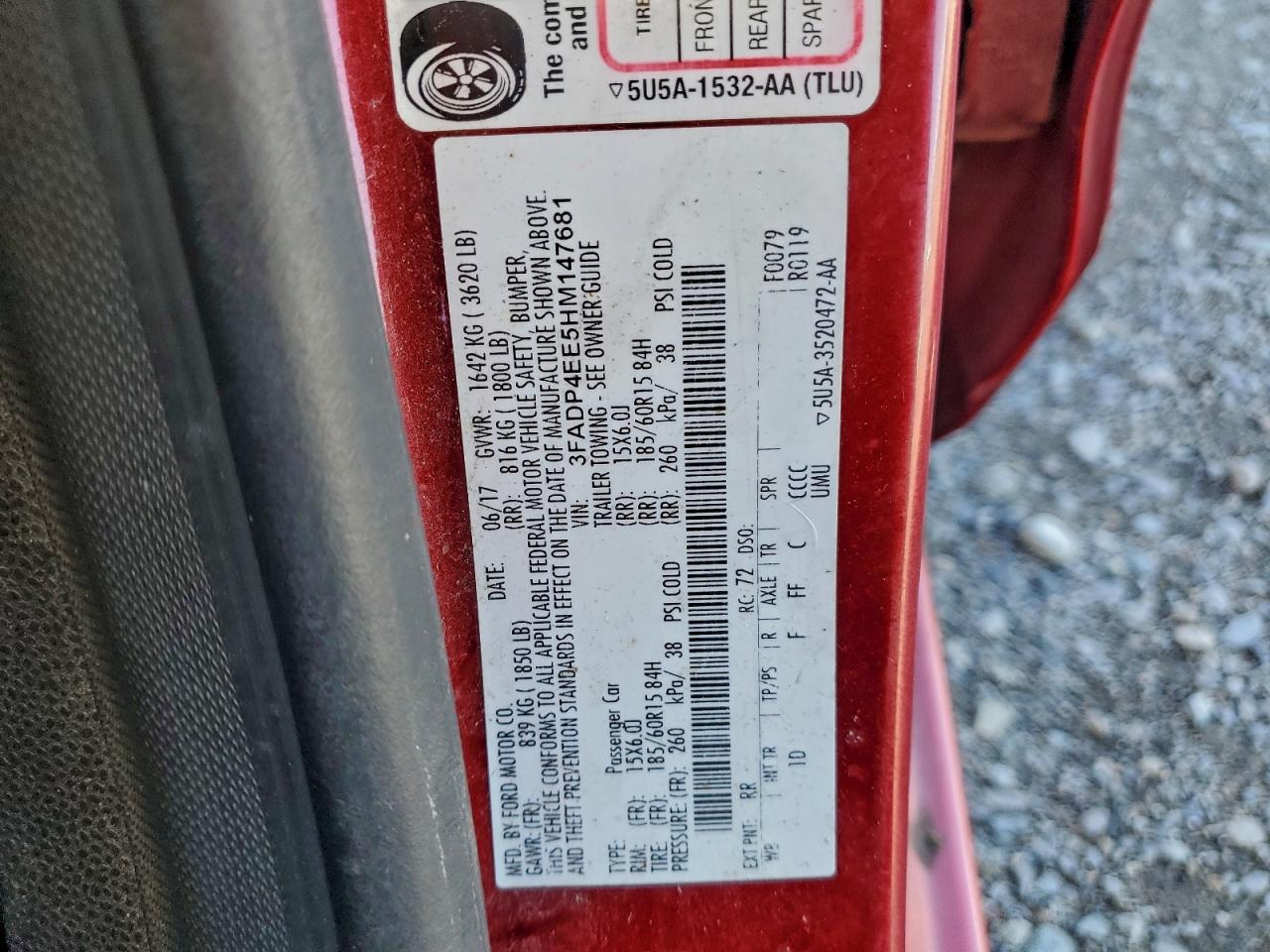 2017 Ford Fiesta Se VIN: 3FADP4EE5HM147681 Lot: 93648065