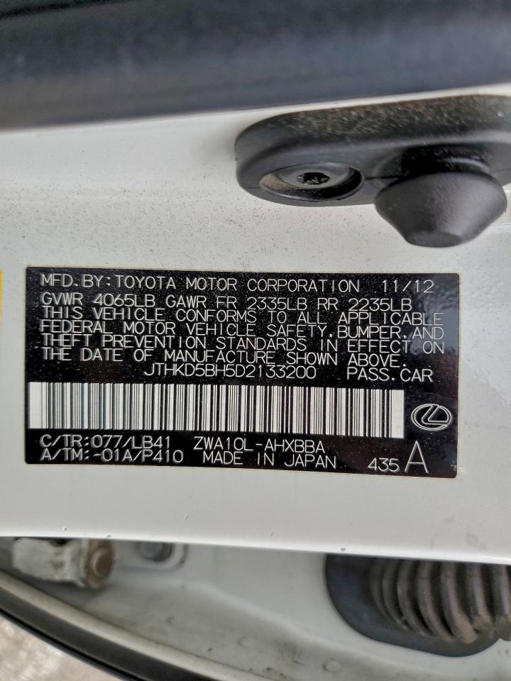 2013 Lexus Ct 200 VIN: JTHKD5BH5D2133200 Lot: 93326935