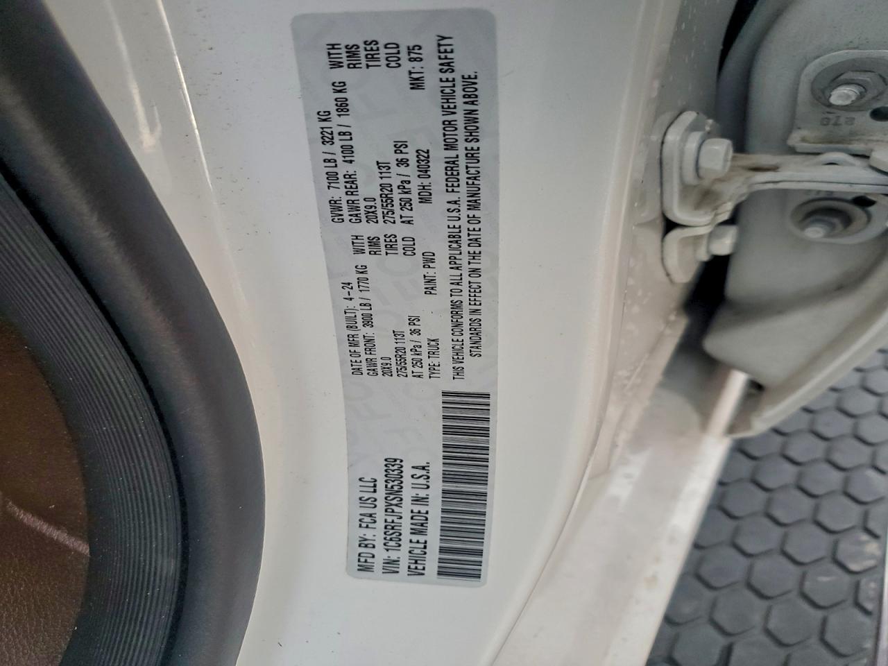 2025 Ram 1500 Laramie VIN: 1C6SRFJPXSN530339 Lot: 93448735