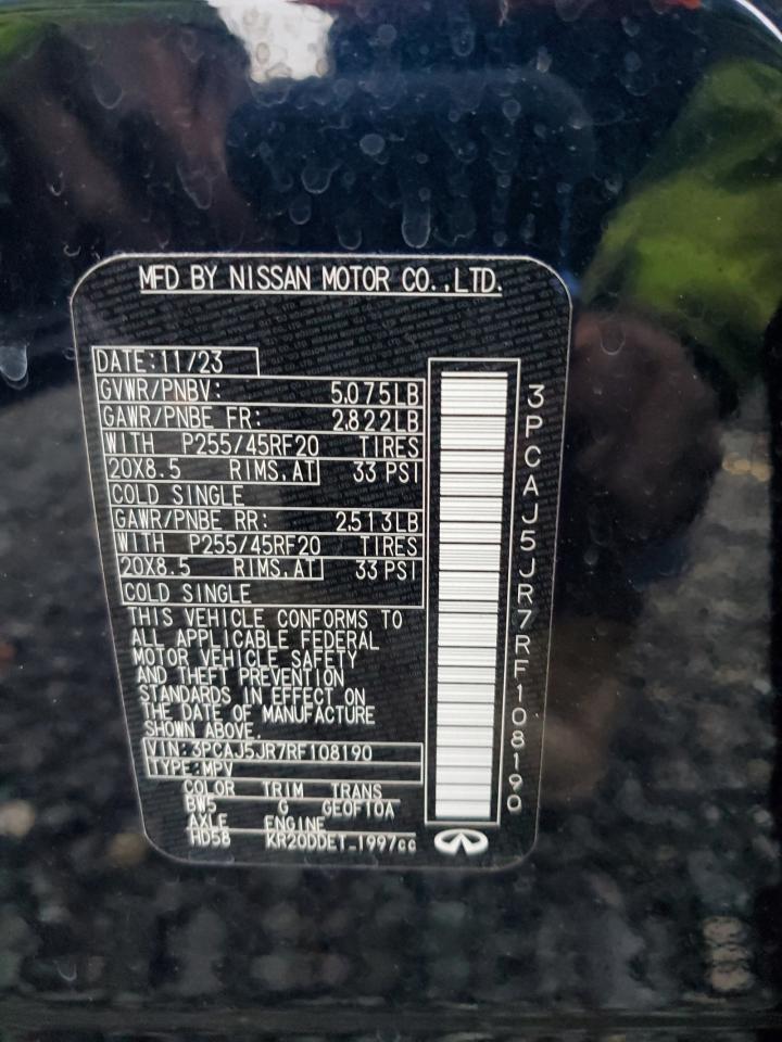 2024 Infiniti Qx55 Luxe VIN: 3PCAJ5JR7RF108190 Lot: 92285645