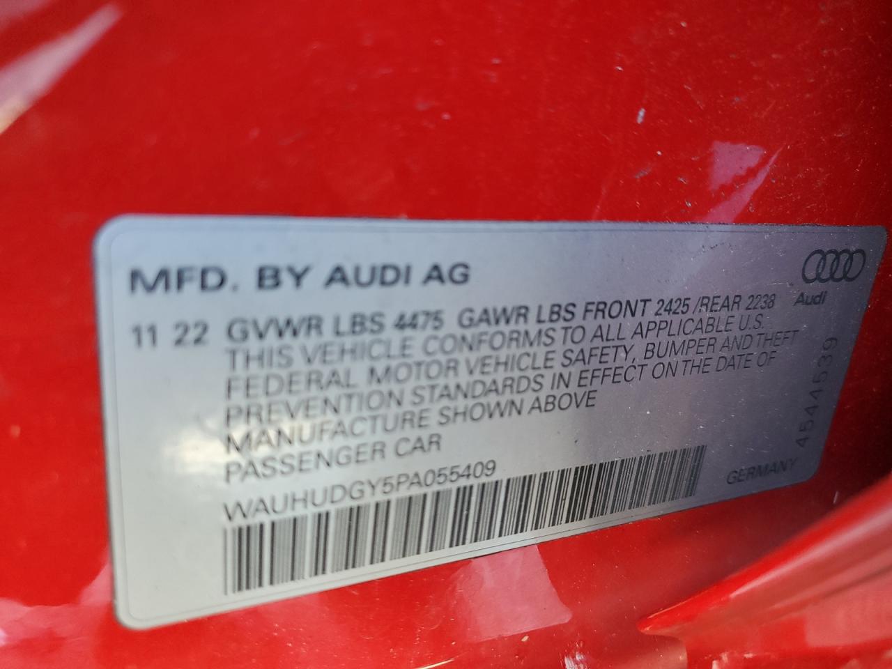 2023 Audi A3 Premium Plus VIN: WAUHUDGY5PA055409 Lot: 92331255