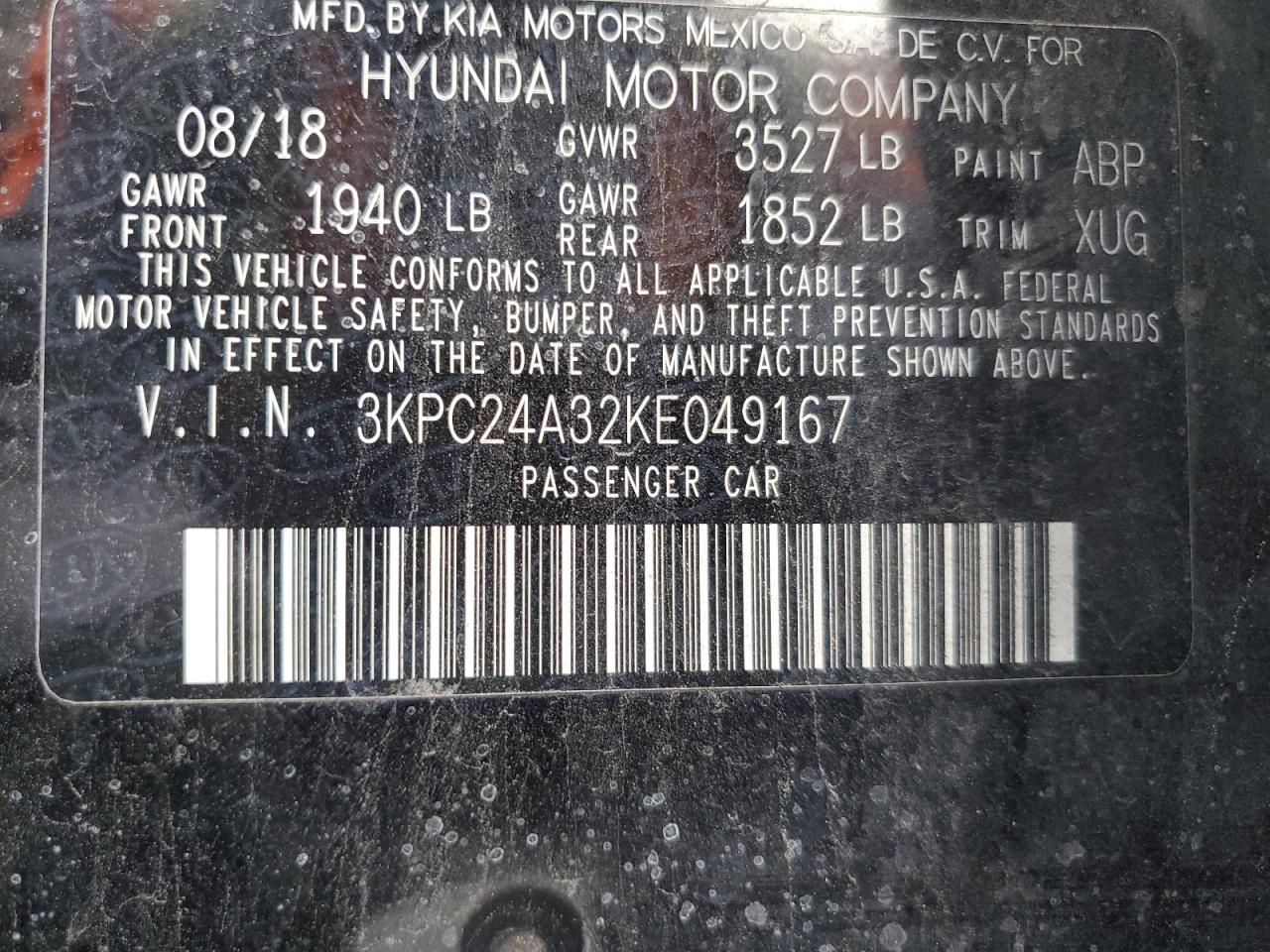 2019 Hyundai Accent Se VIN: 3KPC24A32KE049167 Lot: 91139305