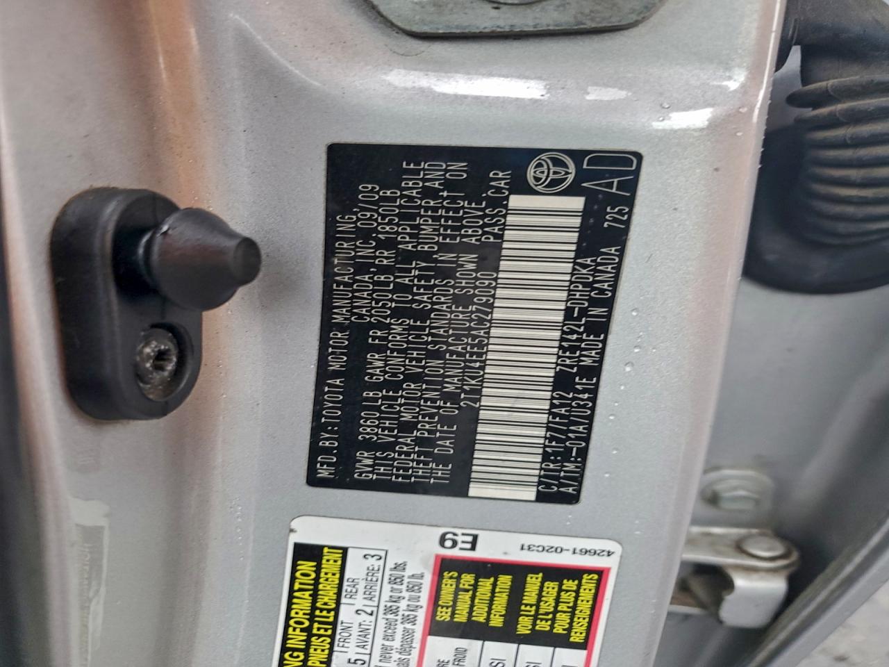 2010 Toyota Corolla Matrix VIN: 2T1KU4EE5AC279090 Lot: 93472625