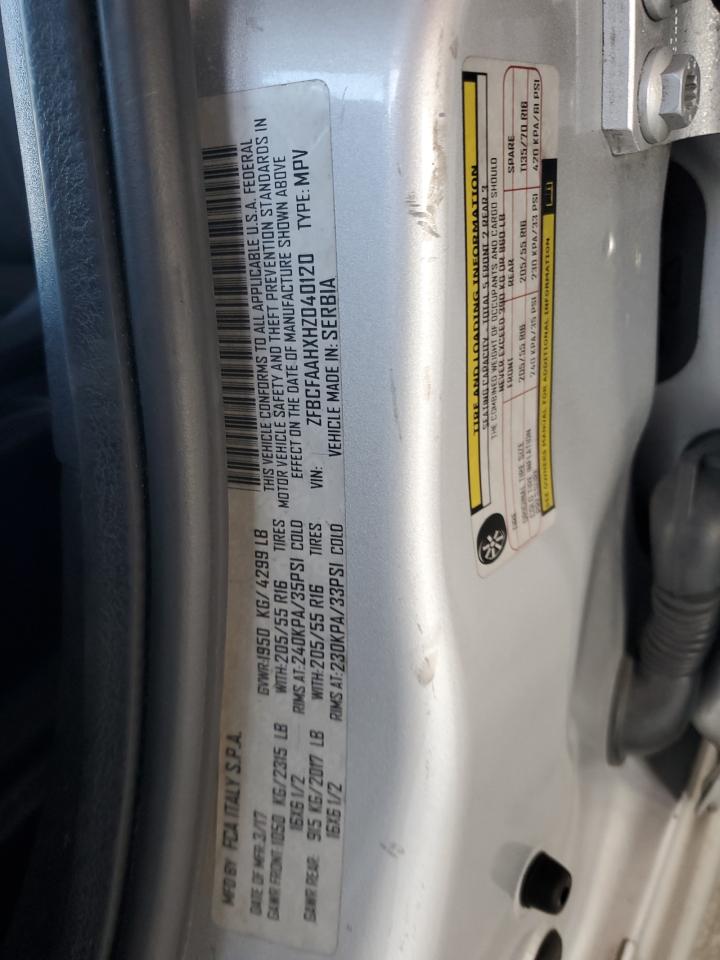 2017 Fiat 500L Pop VIN: ZFBCFAAHXHZ040120 Lot: 92725215