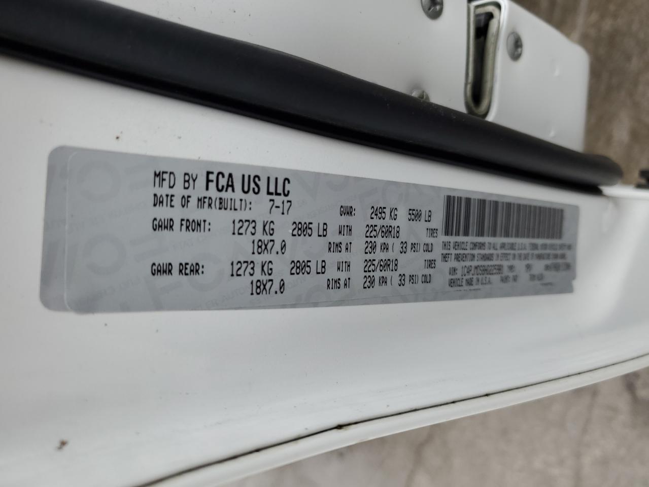 2017 Jeep Cherokee Limited VIN: 1C4PJMDS8HD225981 Lot: 92852295