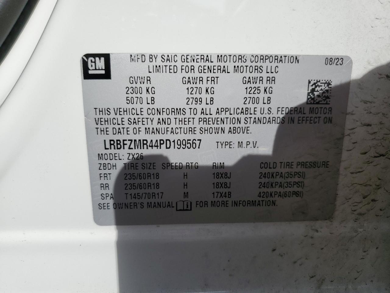 2023 Buick Envision Preferred VIN: LRBFZMR44PD199567 Lot: 91845185