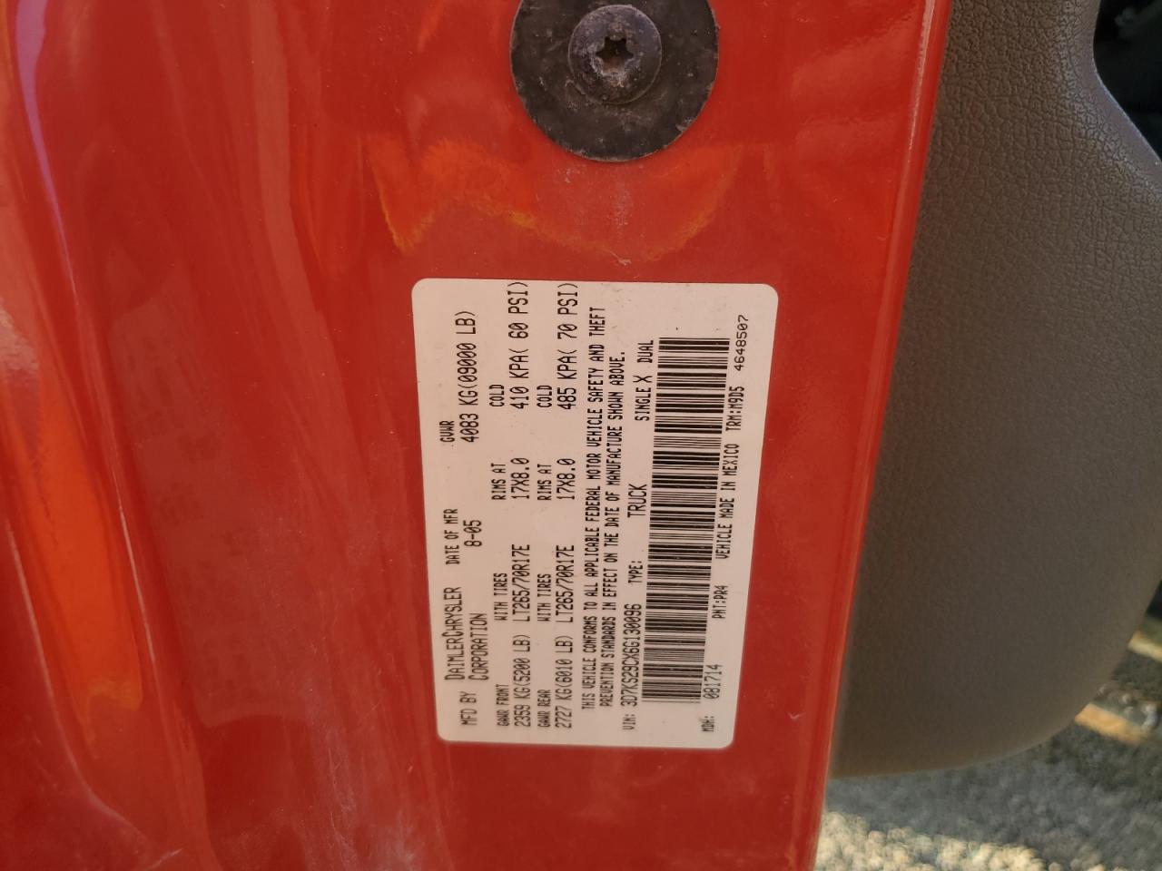 2006 Dodge Ram 2500 VIN: 3D7KS29CX6G130096 Lot: 92684015